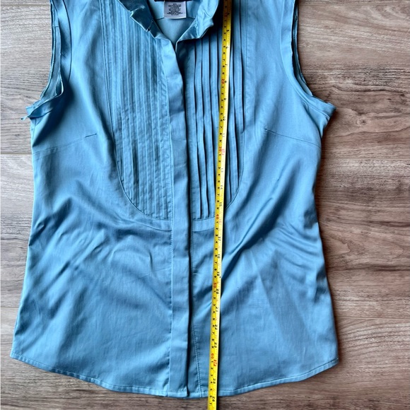 Paul Hardy sleeveless pin tuck blouse cornflower blue s/p - Picture 10 of 14